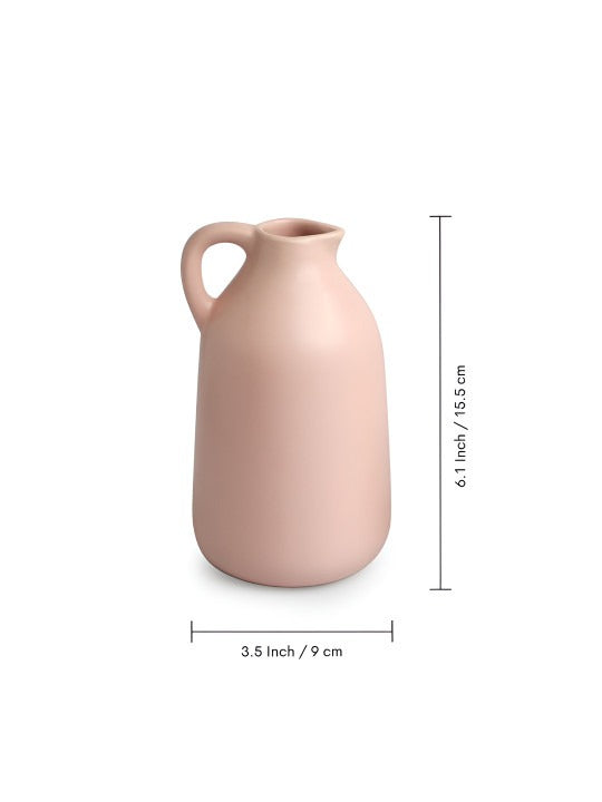 Minimal Ceramic Jug Vase Set – White & Blush Pink Decorative Flower Vases